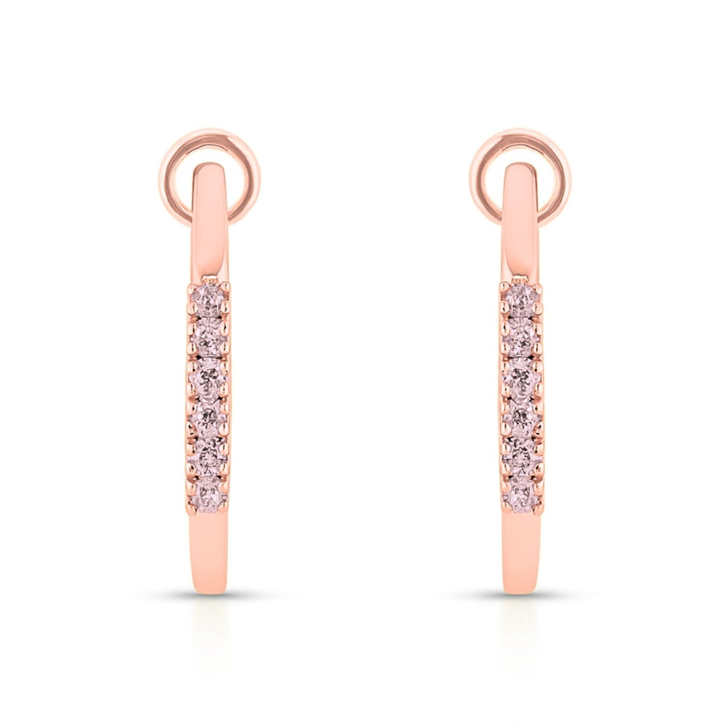 14K 0.26cttw Round Pink Diamond Hoop Earrings