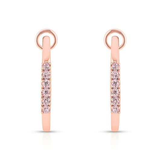 14K 0.26cttw Round Pink Diamond Hoop Earrings