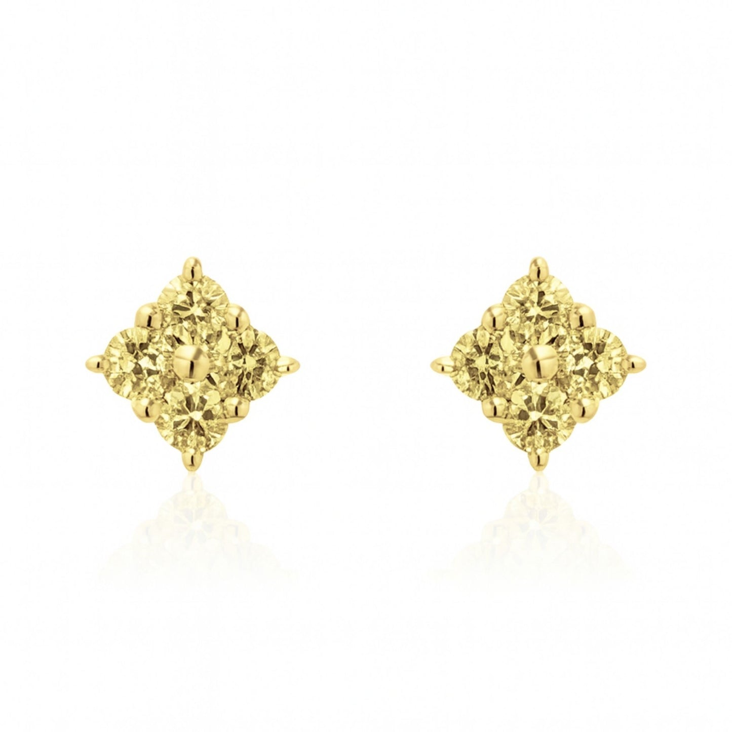 14K 0.40cttw Round Yellow Diamond Stud Earrings