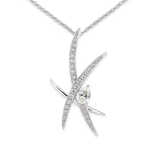Platinum 0.71ct Pear Shape White Diamond 0.33cttw White Diamonds Pendant