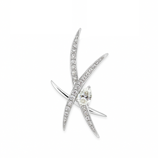 Platinum 0.71ct Pear Shape White Diamond 0.33cttw White Diamonds Pendant