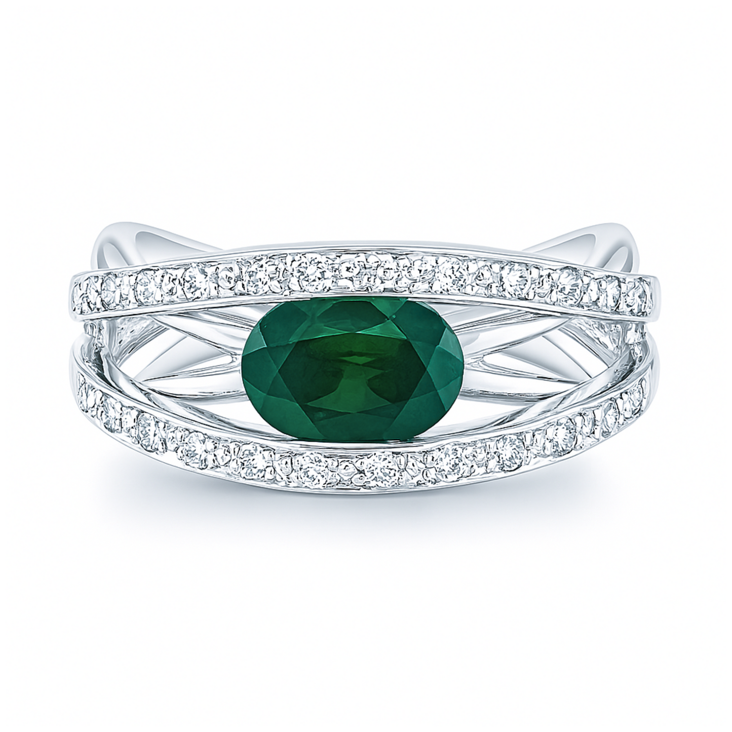 Platinum 0.91ct Oval Tsavorite 0.30cttw White Diamonds Designer Ring