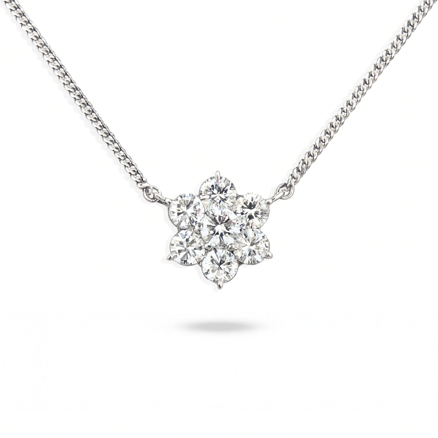 Platinum 1.00cttw Round White Diamond 16" Necklace