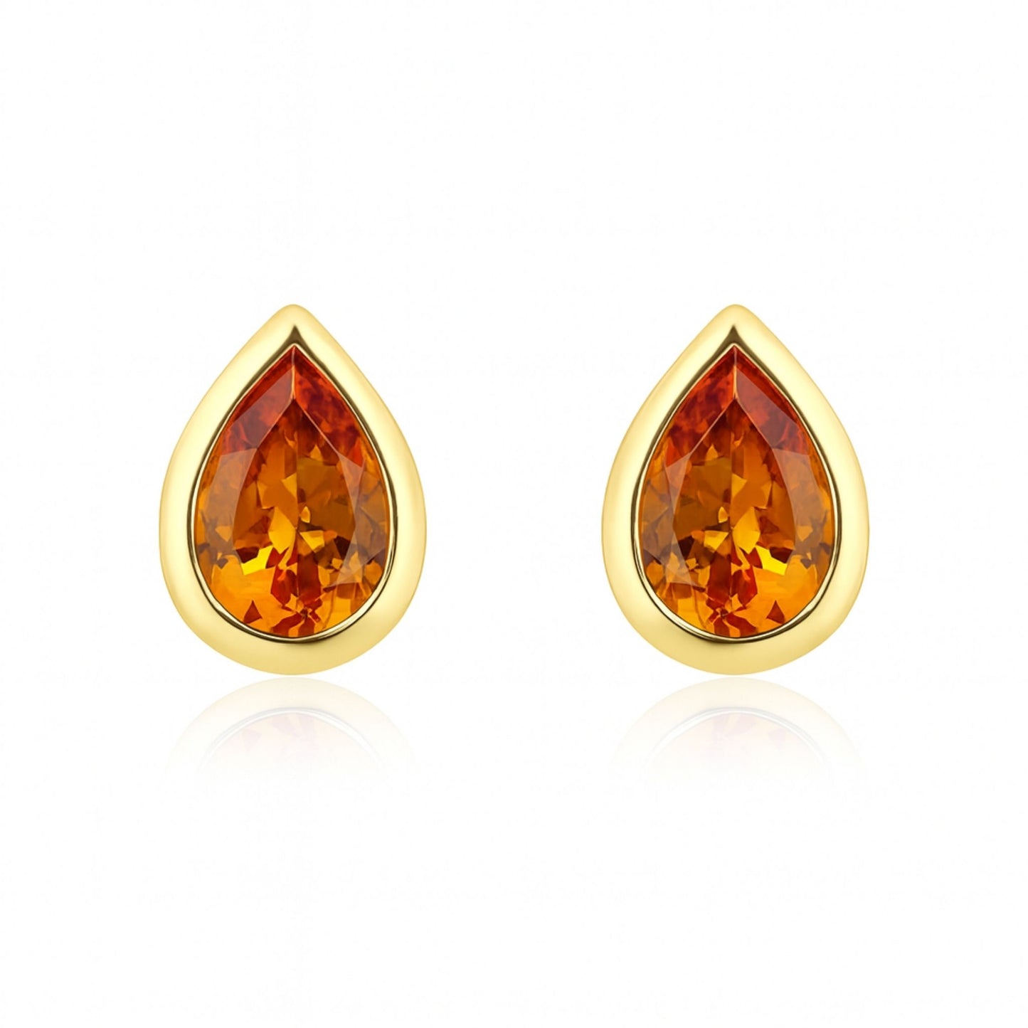 14K 1.08cttw Pear Shape Mandarin Garnet Stud Earrings
