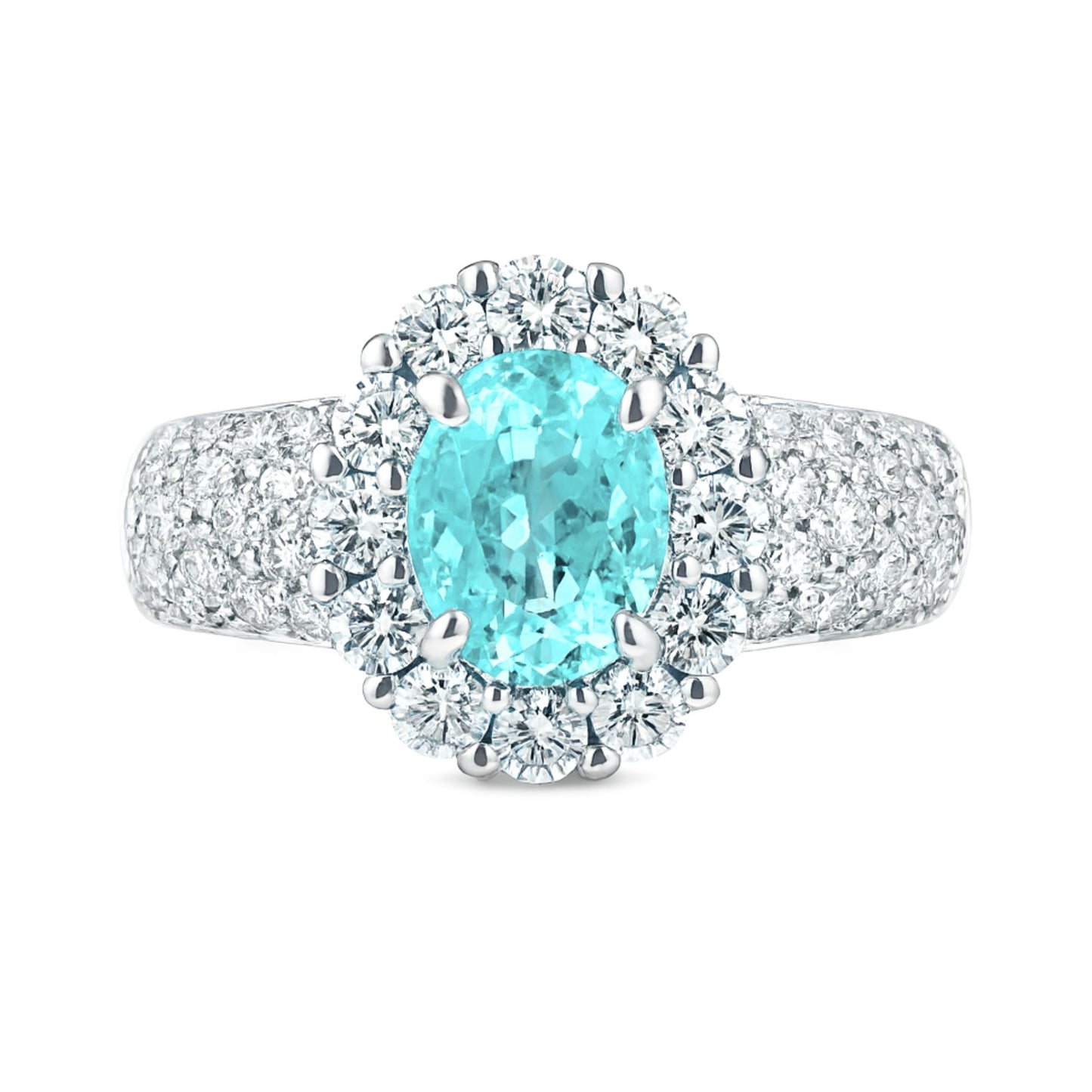14K 1.13ct Oval Private Collection Paraiba 1.01cttw VS White Diamonds Ring