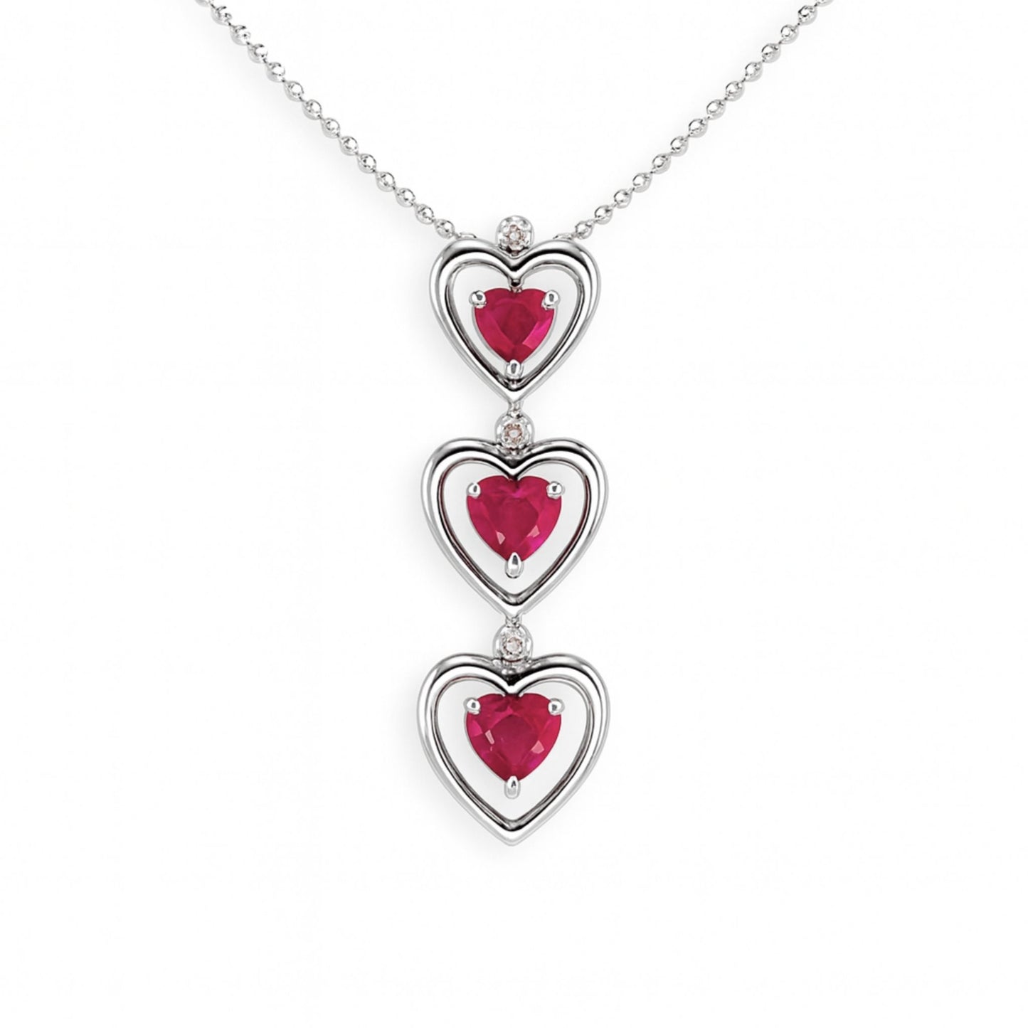 18K 1.25cttw Heart Shape Burma Ruby 0.02cttw White Diamonds Necklace