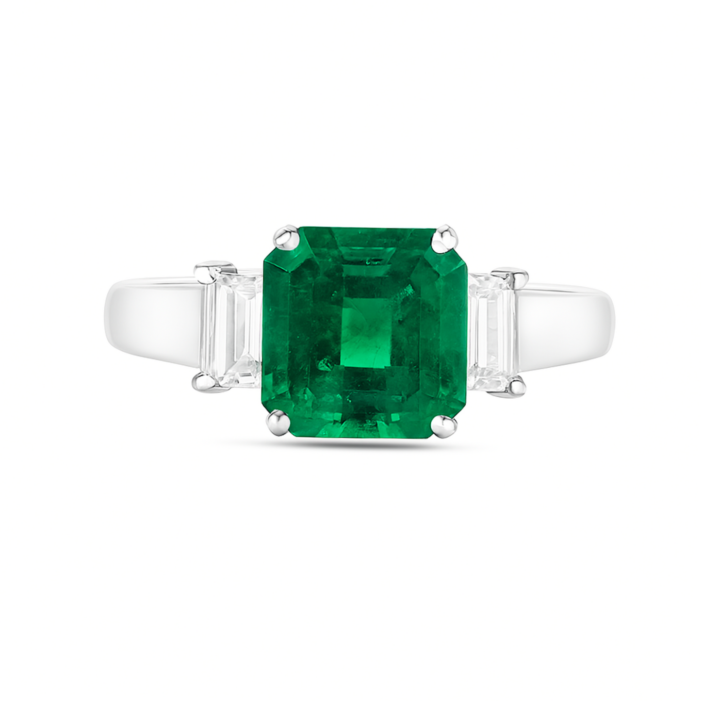Platinum 1.36ct Asscher Cut Colombian Emerald 0.34cttw White Diamonds Designer Ring