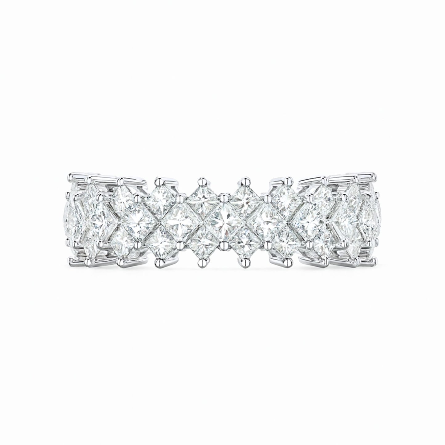 14K 1.48cttw Princess Cut VS White Diamond Band Ring