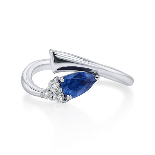 Platinum 0.46ct Fancy Cut Benitoite 0.15cttw White Diamonds Ring