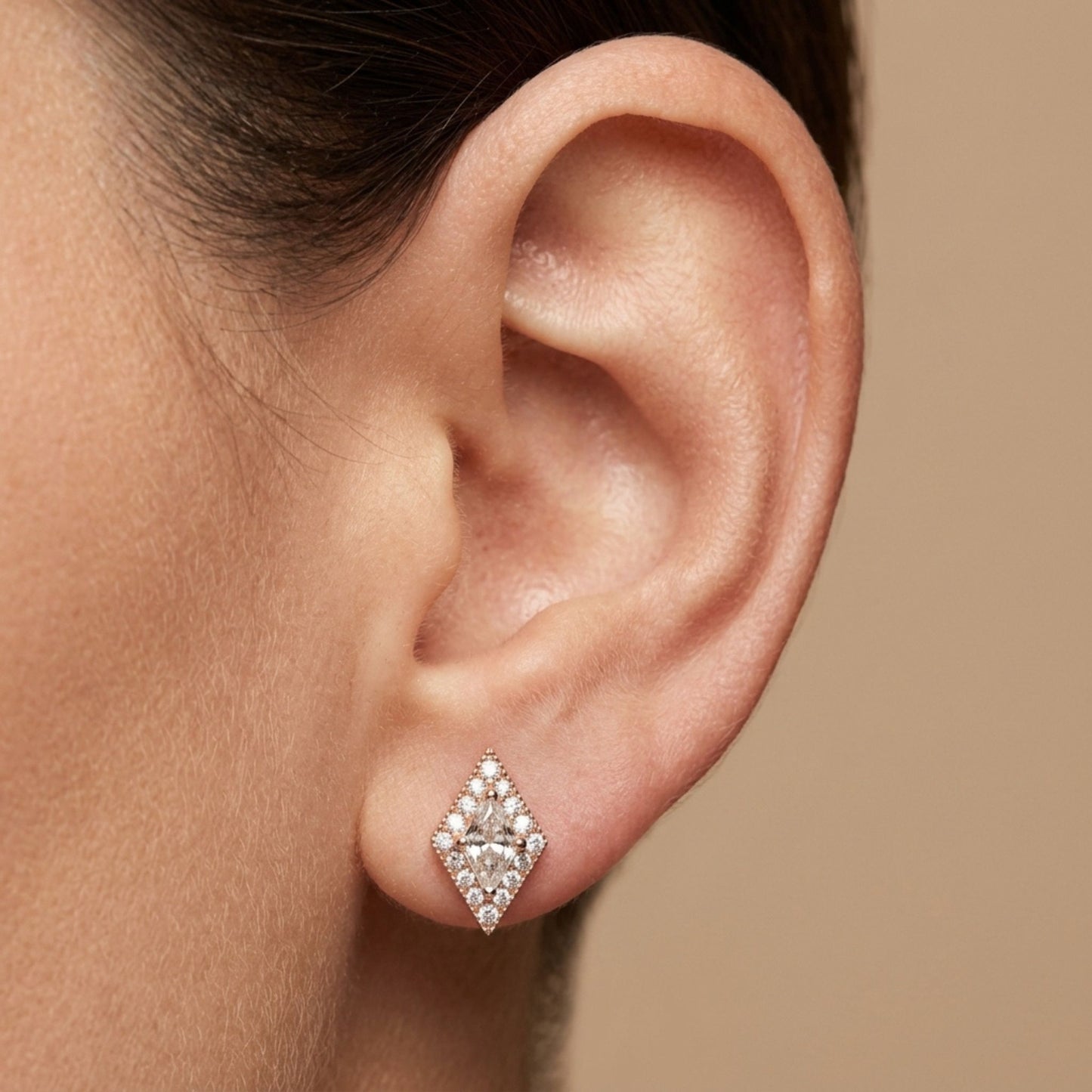 14K 0.56ct Lozenge Cut White Diamond 0.21cttw VS White Diamonds Stud Earrings