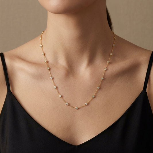 14K 2.02cttw VS White Diamond Station Necklace