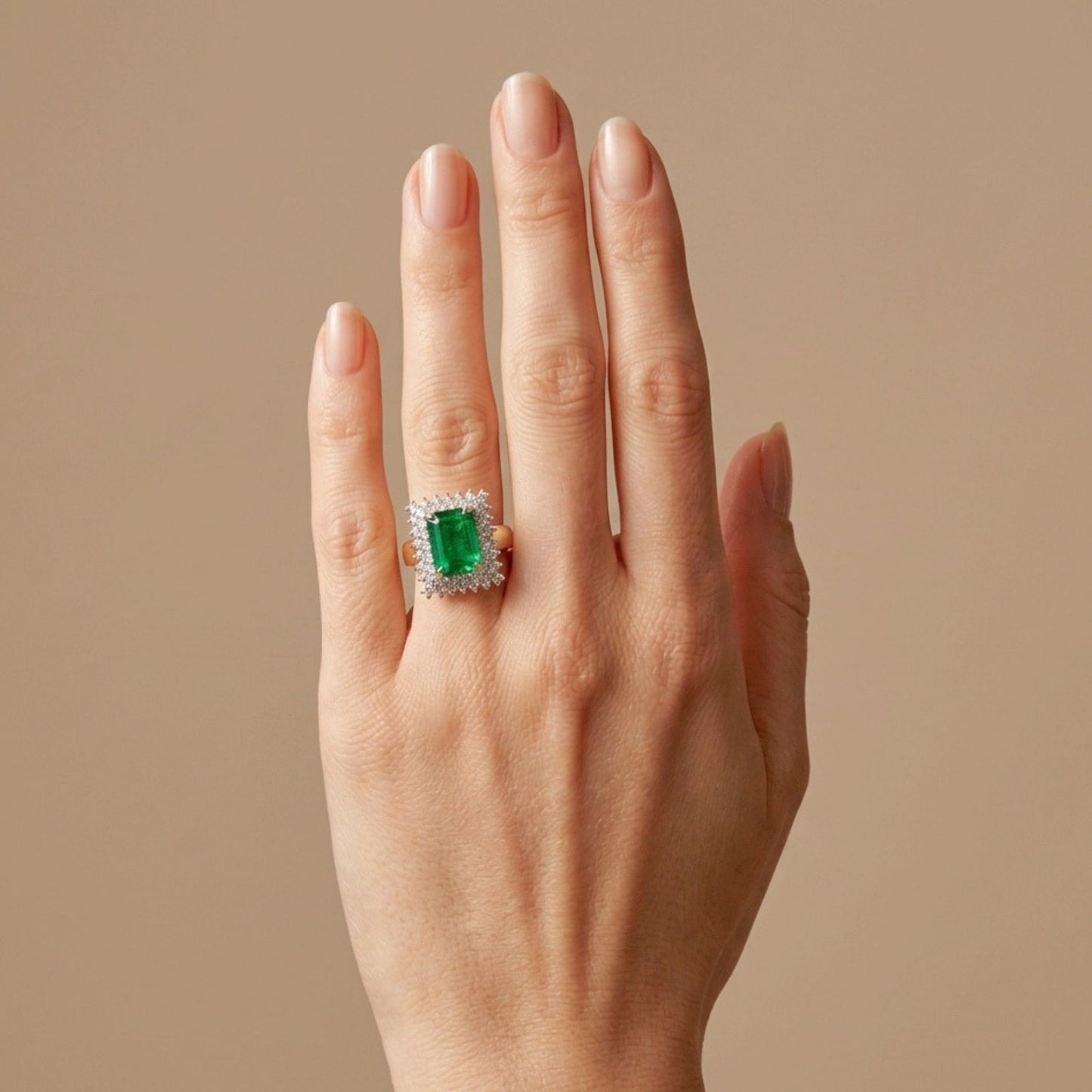 14K 4.30ct Emerald Cut Zambian Emerald 1.18cttw VS White Diamonds Ring