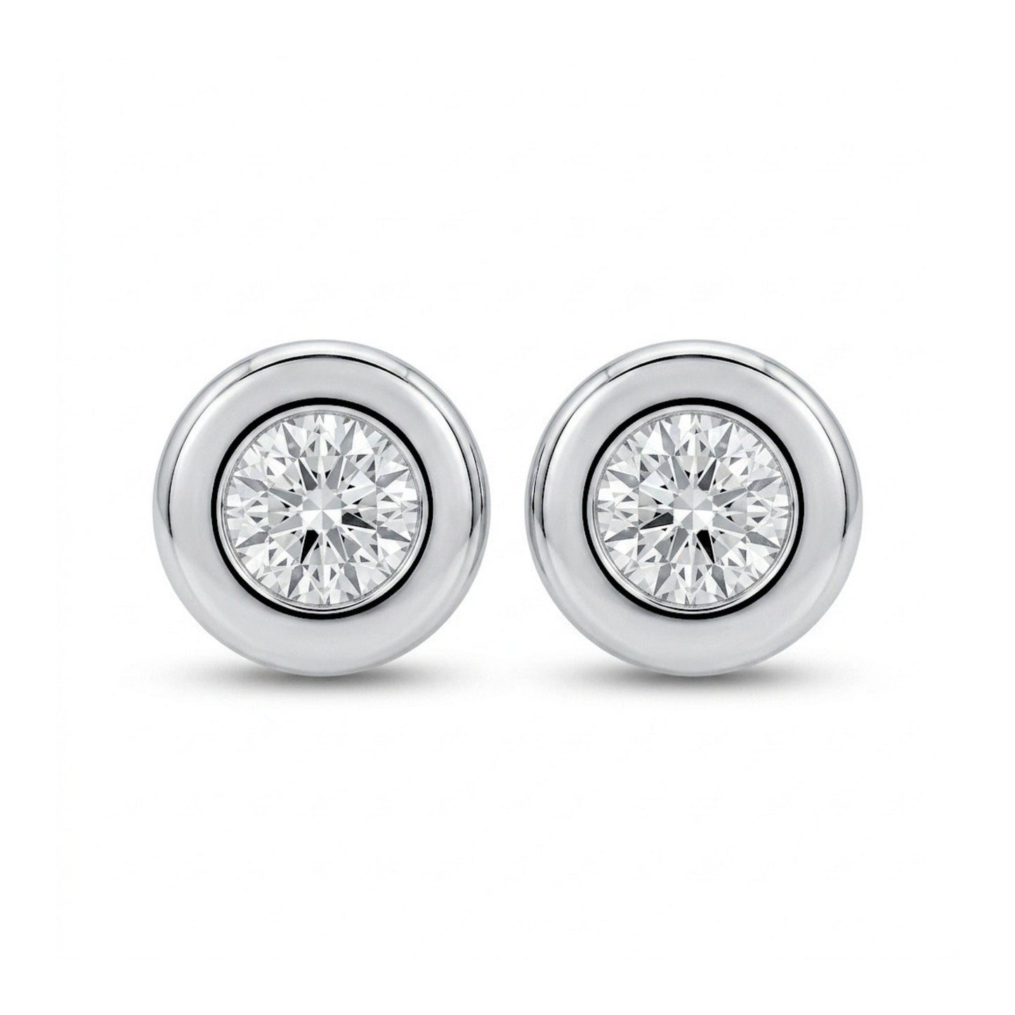 14K 0.64cttw Round VS White Diamond Bezel Set Stud Earrings