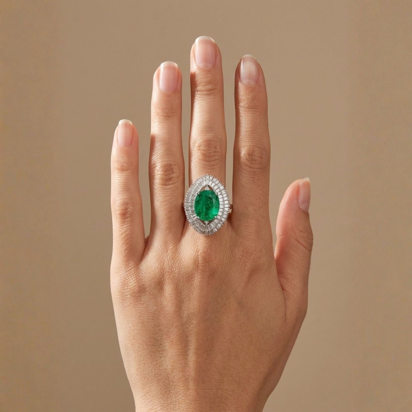 14K 6.88ct Cushion Zambian Emerald 2.49cttw White Diamond Ring