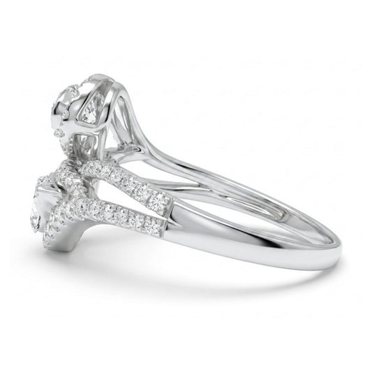 18K 0.55cttw Baguette & Round VS White Diamonds Ring