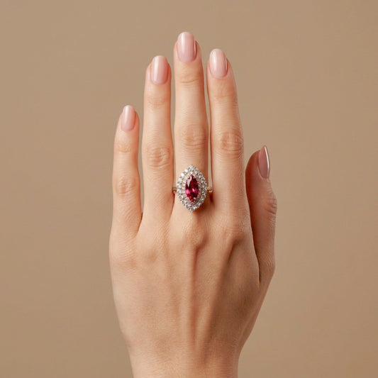 14K 3.06ct Marquise Mahenge Pink Spinel 1.64cttw Pink & White Diamonds Ring