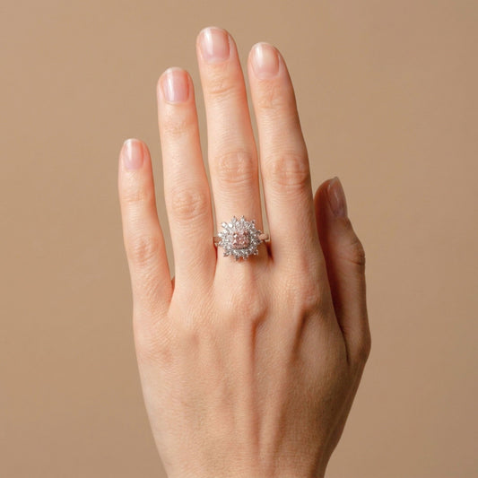 14K 0.30ct Cushion VS1 Pink Diamond 0.93cttw Pink & White Diamonds Ring GIA #2396021866
