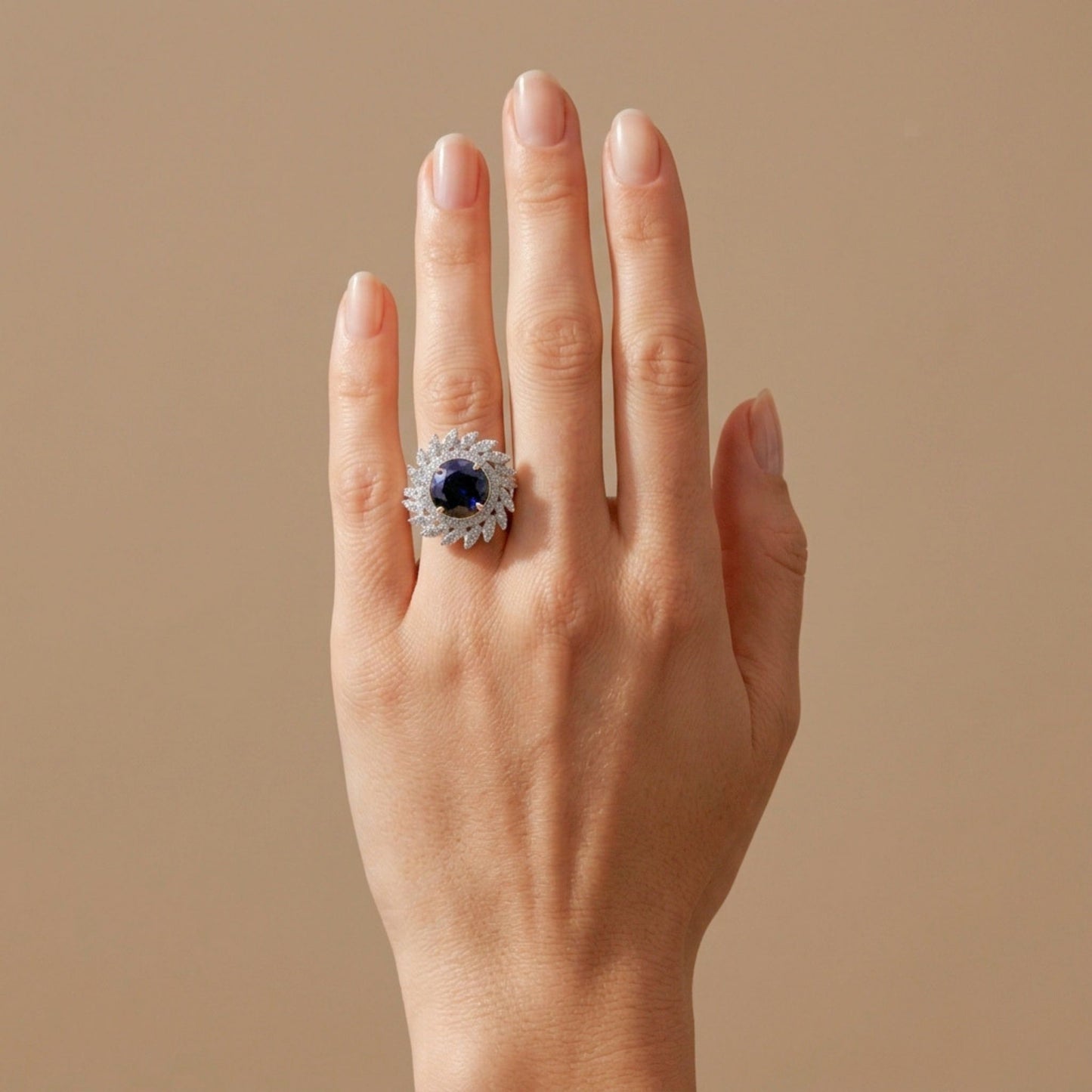 14K 3.28ct Round Iolite 1.11cttw VS White Diamonds Ring