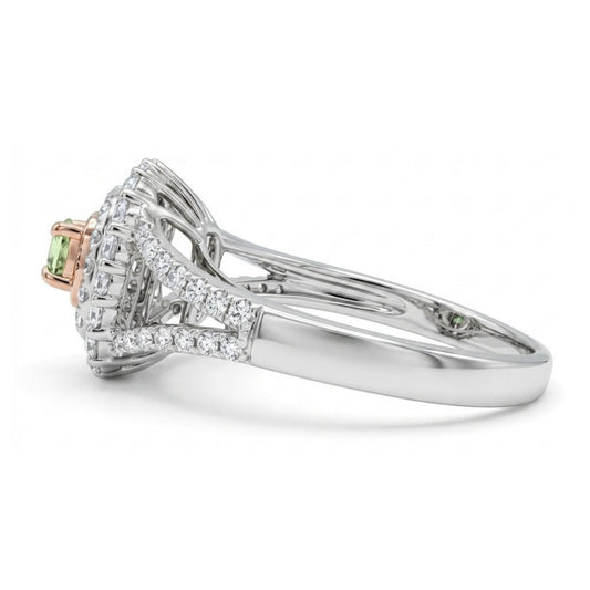 14K 0.21ct Round Green Kornerupine 0.74cttw Pink & White Diamonds Ring