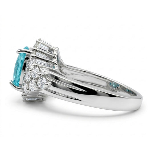 14K 2.28ct Oval Paraiba 1.18cttw VS White Diamonds Ring