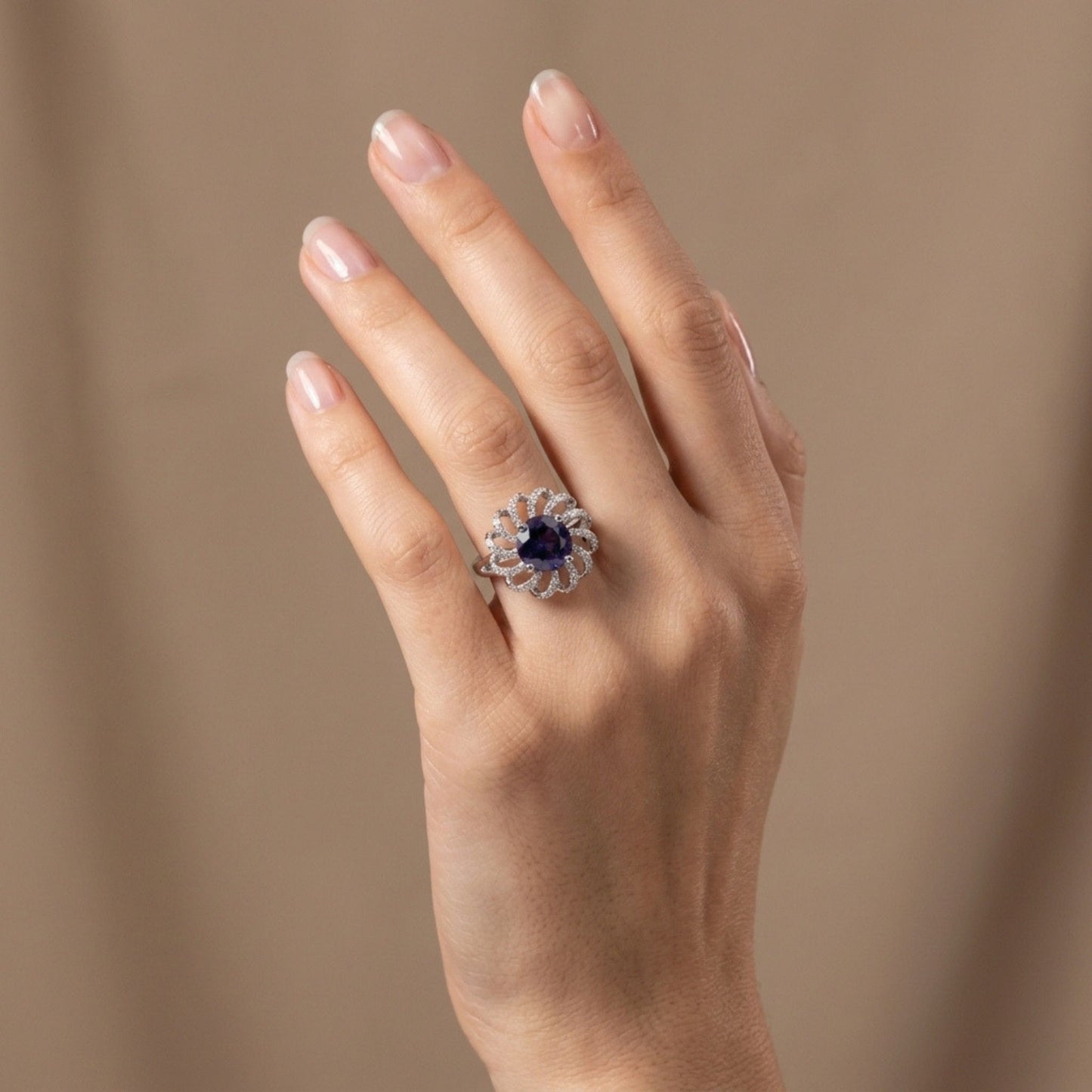 14K 2.24ct Round Iolite 0.71cttw VS White Diamonds Ring