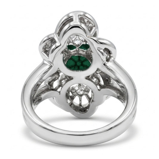 Platinum 1.98ct Round Trapiche Emerald 0.62cttw White Diamonds Ring