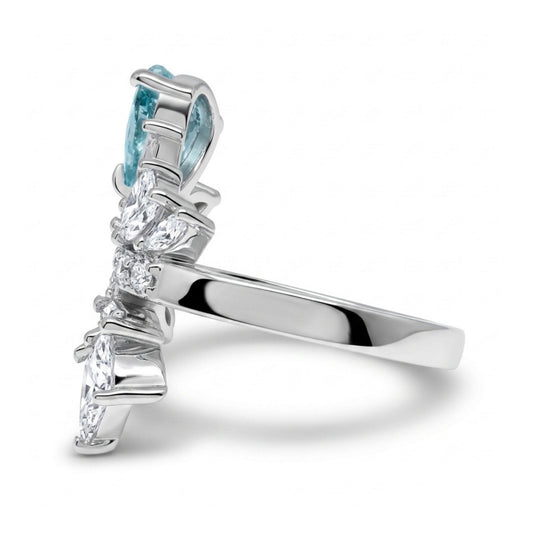 14K 1.13ct Pear Shape Paraiba 1.14cttw VS White Diamonds Ring