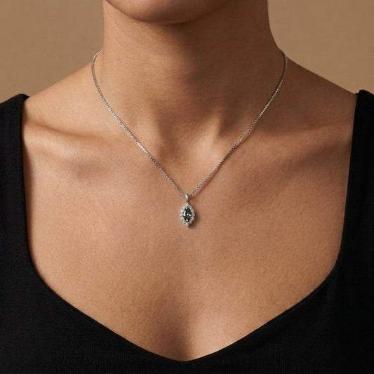 Platinum 0.25ct Marquise Brazilian Alexandrite 0.18cttw White Diamonds Necklace