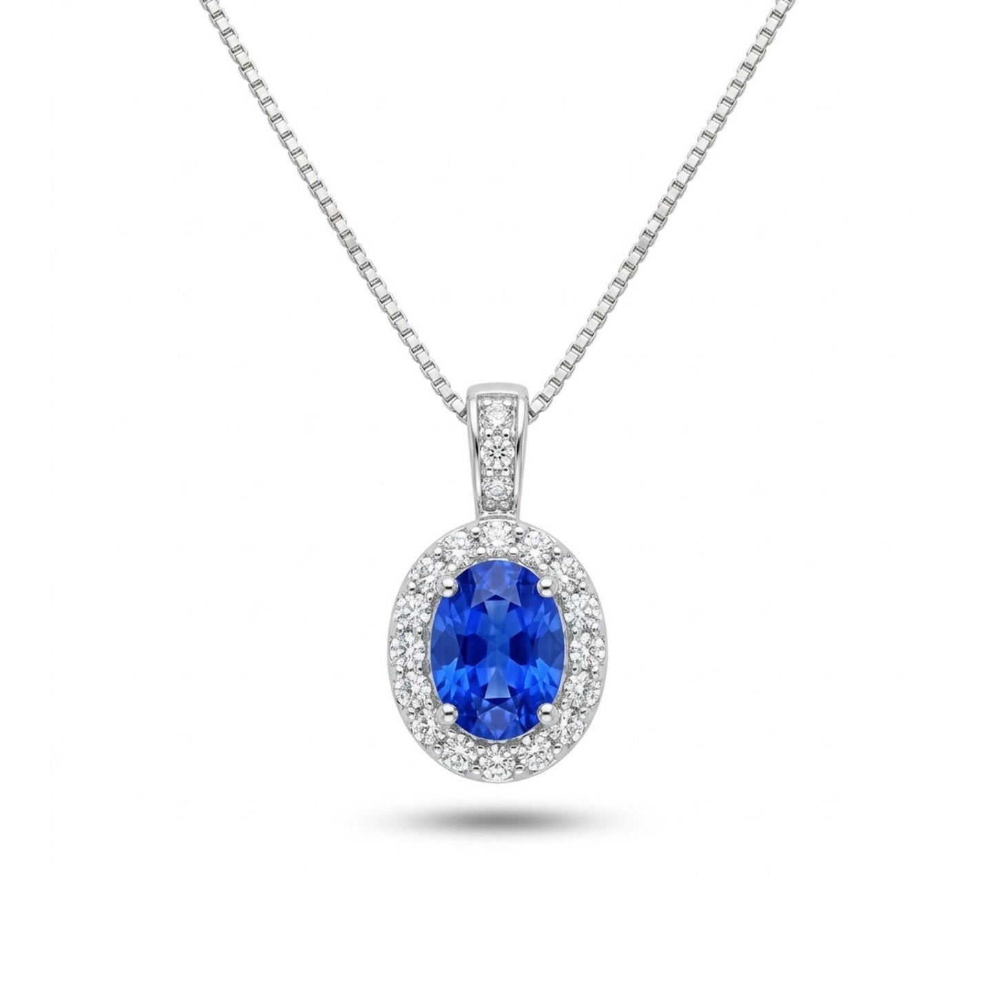 Platinum 0.22ct Oval Hauyne 0.09cttw White Diamonds Necklace