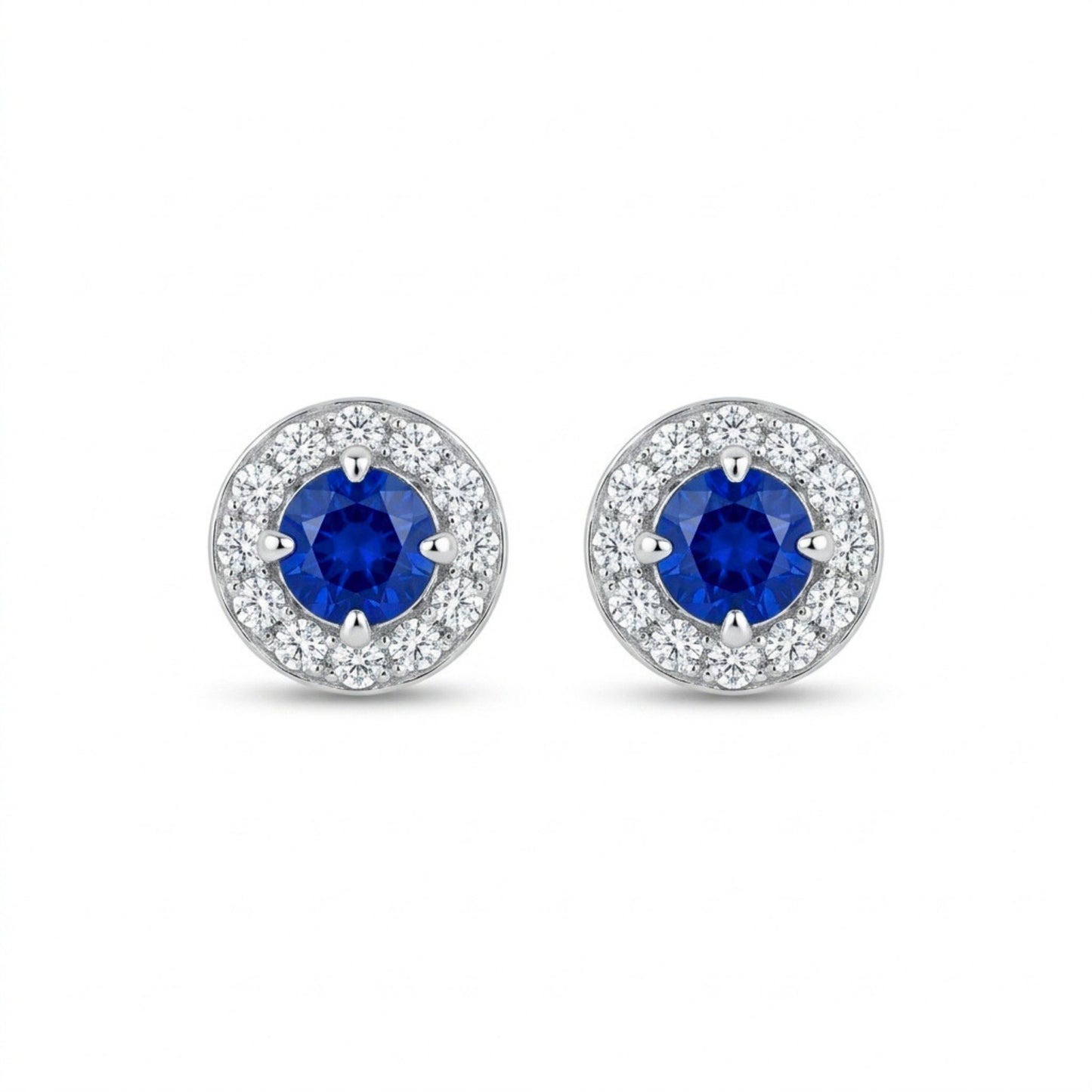 Platinum 0.36cttw Round Hauyne 0.26cttw White Diamonds Stud Earrings
