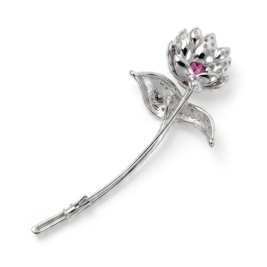 Platinum & 18K 0.81ct Oval Padparadscha 0.34cttw White Diamonds Flower Brooch