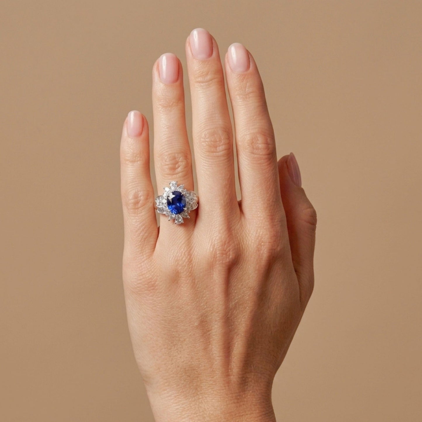 Platinum 3.63ct Oval Ceylon Blue Sapphire 1.70cttw White Diamonds Ring GRS2024-018090