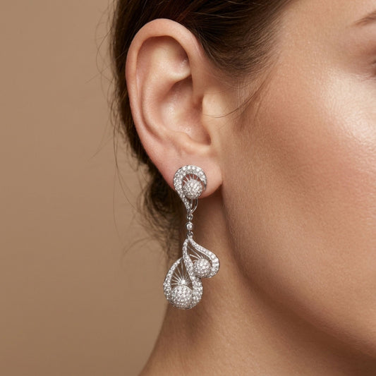 18K 3.62cttw Round White Diamond Drop Earrings