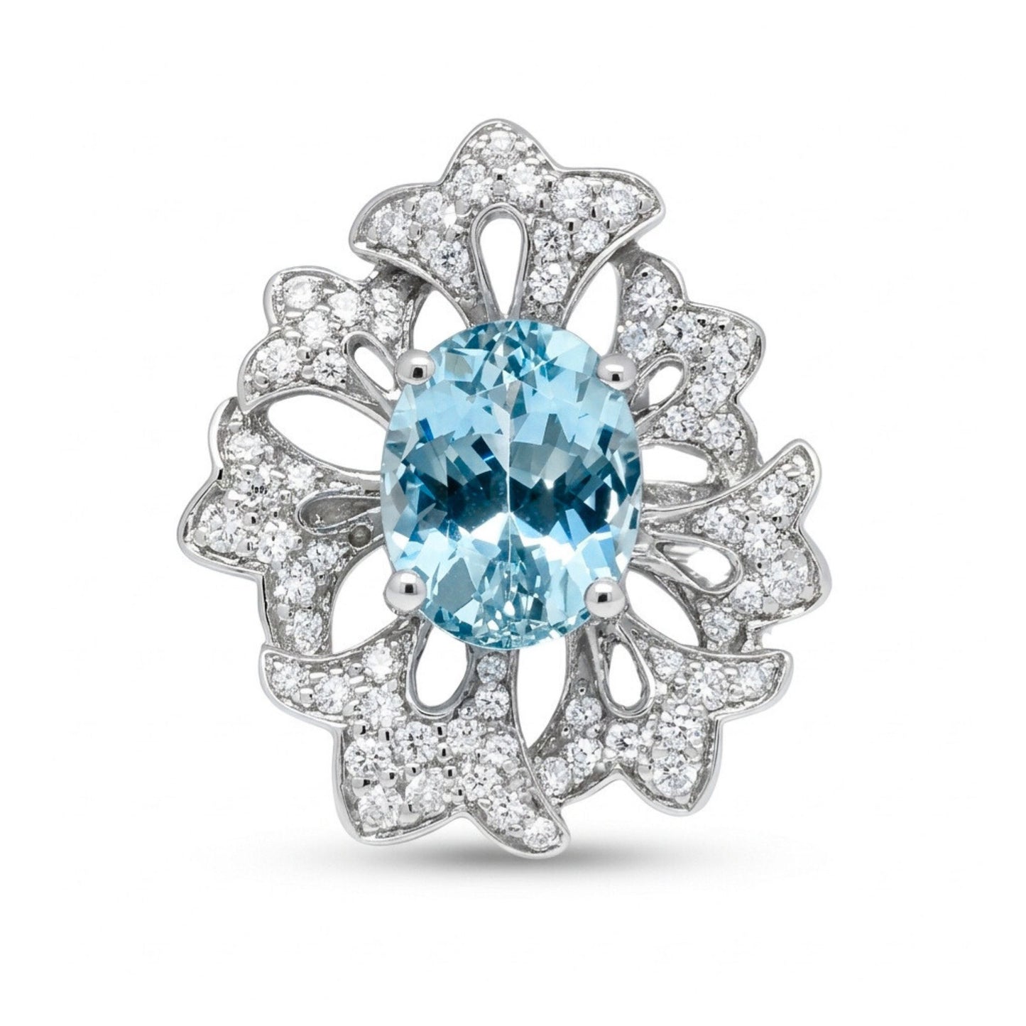 14K 1.67ct Oval Santa Maria Aquamarine 0.41cttw VS White Diamonds Ring