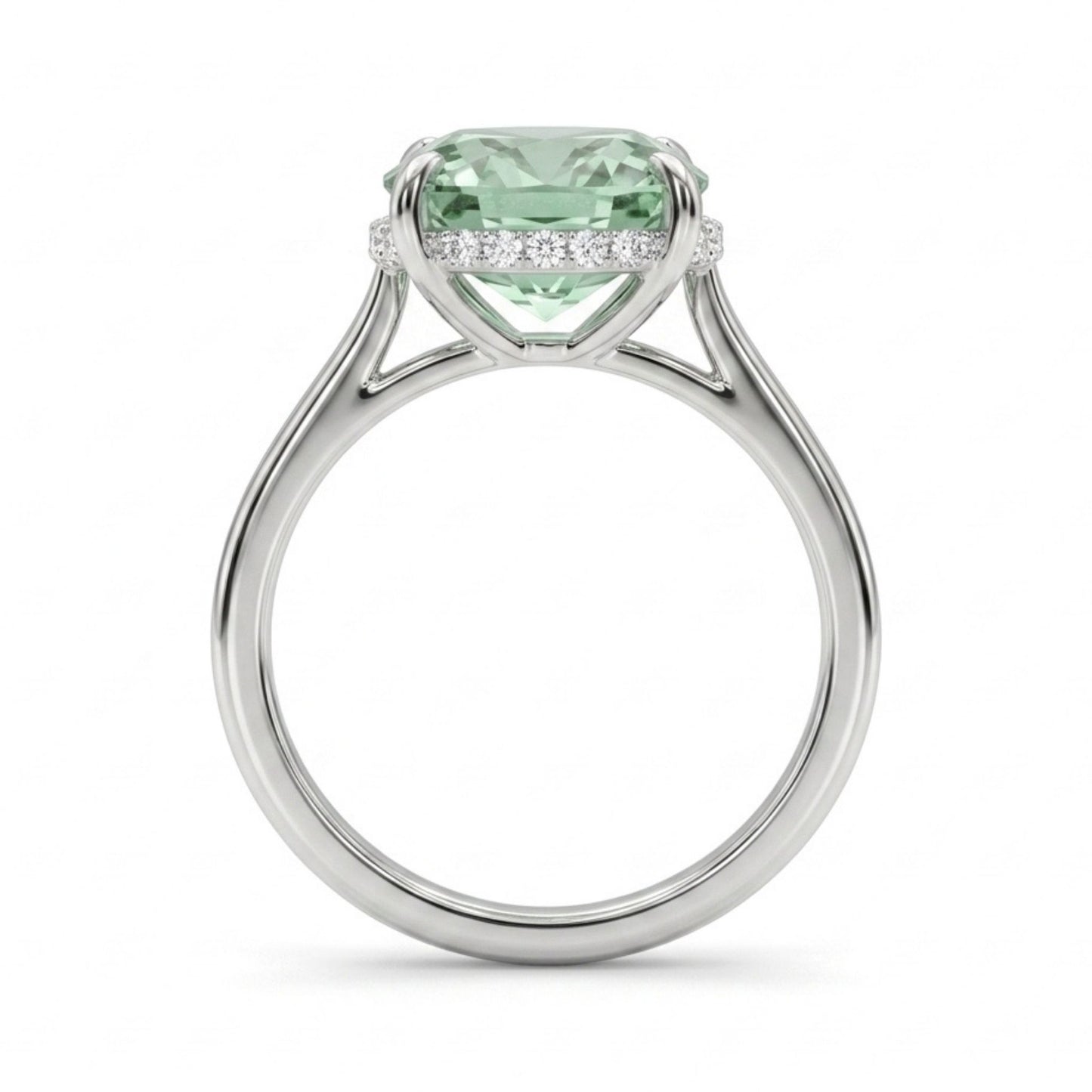 18K 3.71ct Oval Green Paraiba 0.17cttw VS White Diamonds Ring