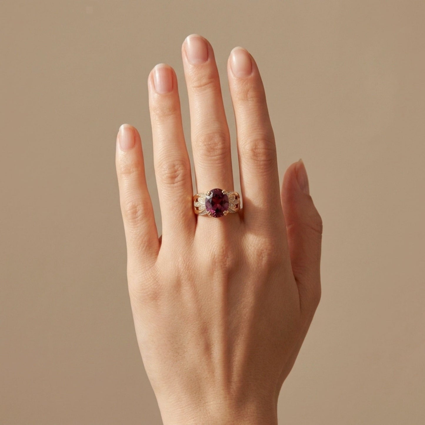 14K 5.44ct Oval Pink Zircon 0.09cttw VS White Diamonds Ring
