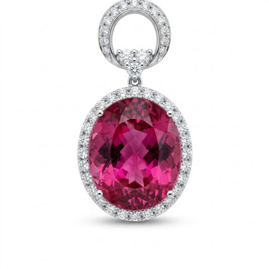 18K 96.81cttw Oval Multi-Color Tourmaline 9.15cttw White Diamonds Necklace