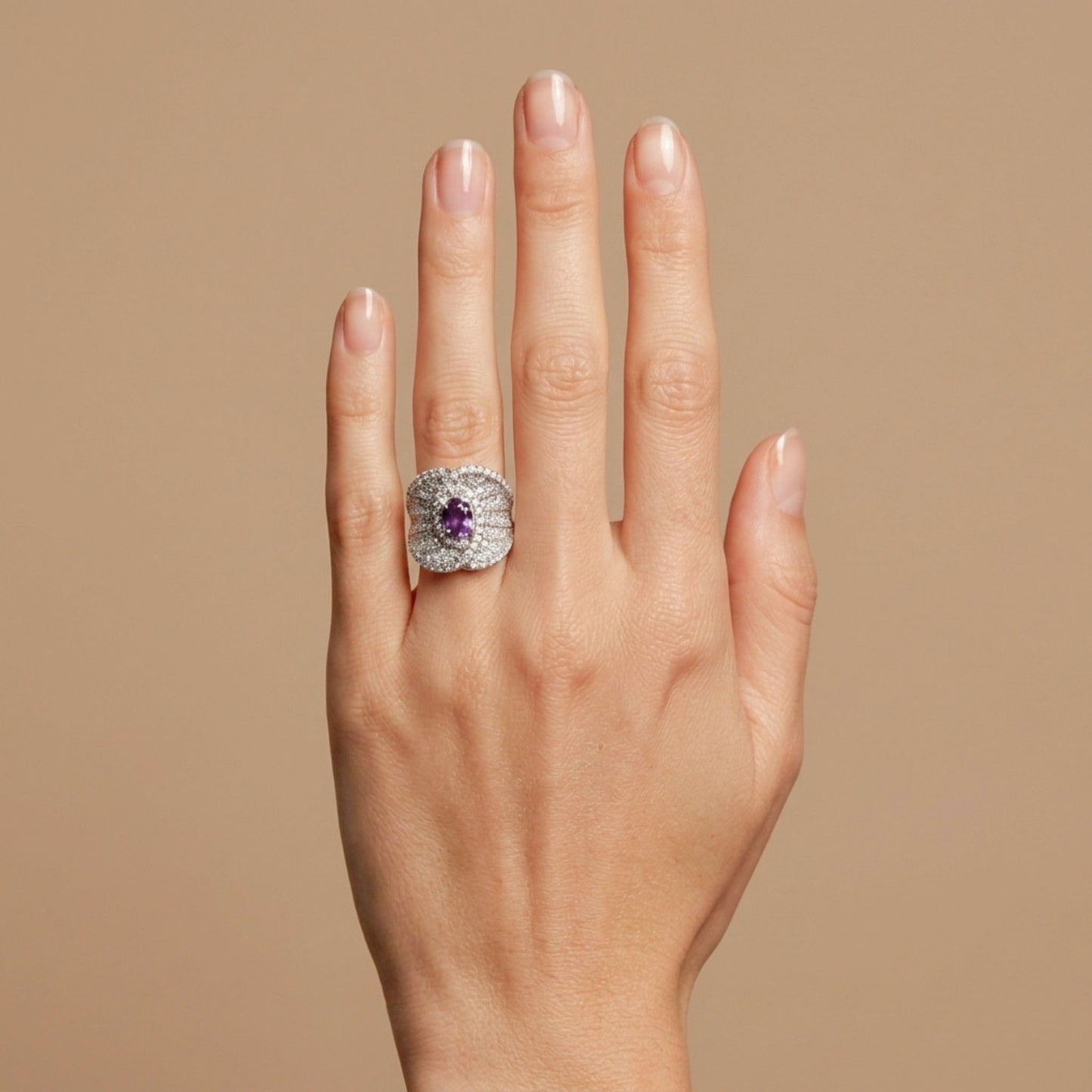 14K 0.79ct Oval Private Collection Unheated Hot Pink Zoisite 1.96cttw VS White Diamonds Ring