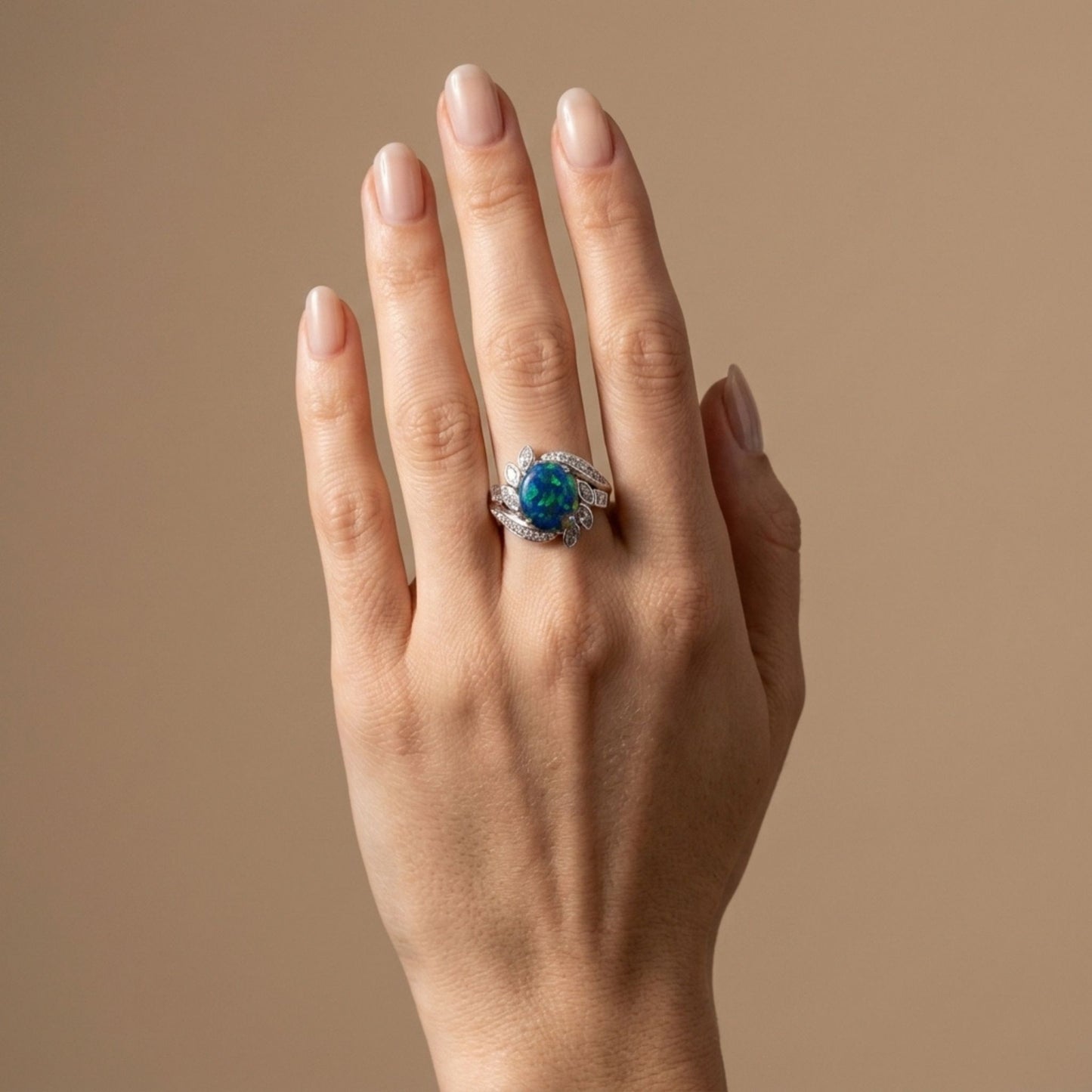 Platinum 1.91ct Oval Black Opal 0.78cttw White Diamonds Ring
