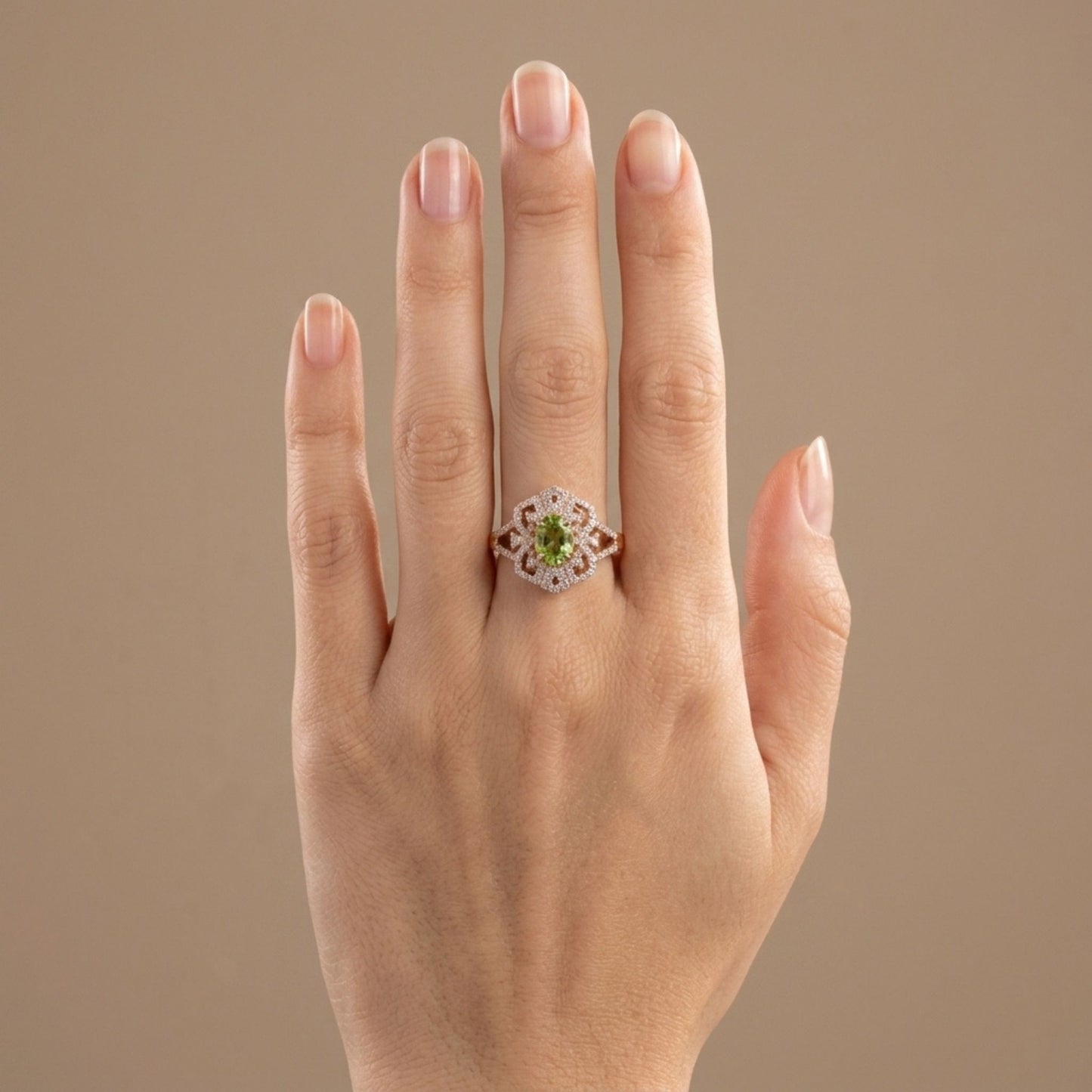 14K 1.23ct Oval Green Paraiba 0.58cttw VS White Diamonds Ring