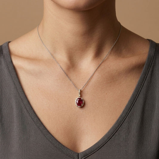 18K 1.20ct Oval Private Collection Burma Ruby 0.23cttw VS White Diamonds Pendant