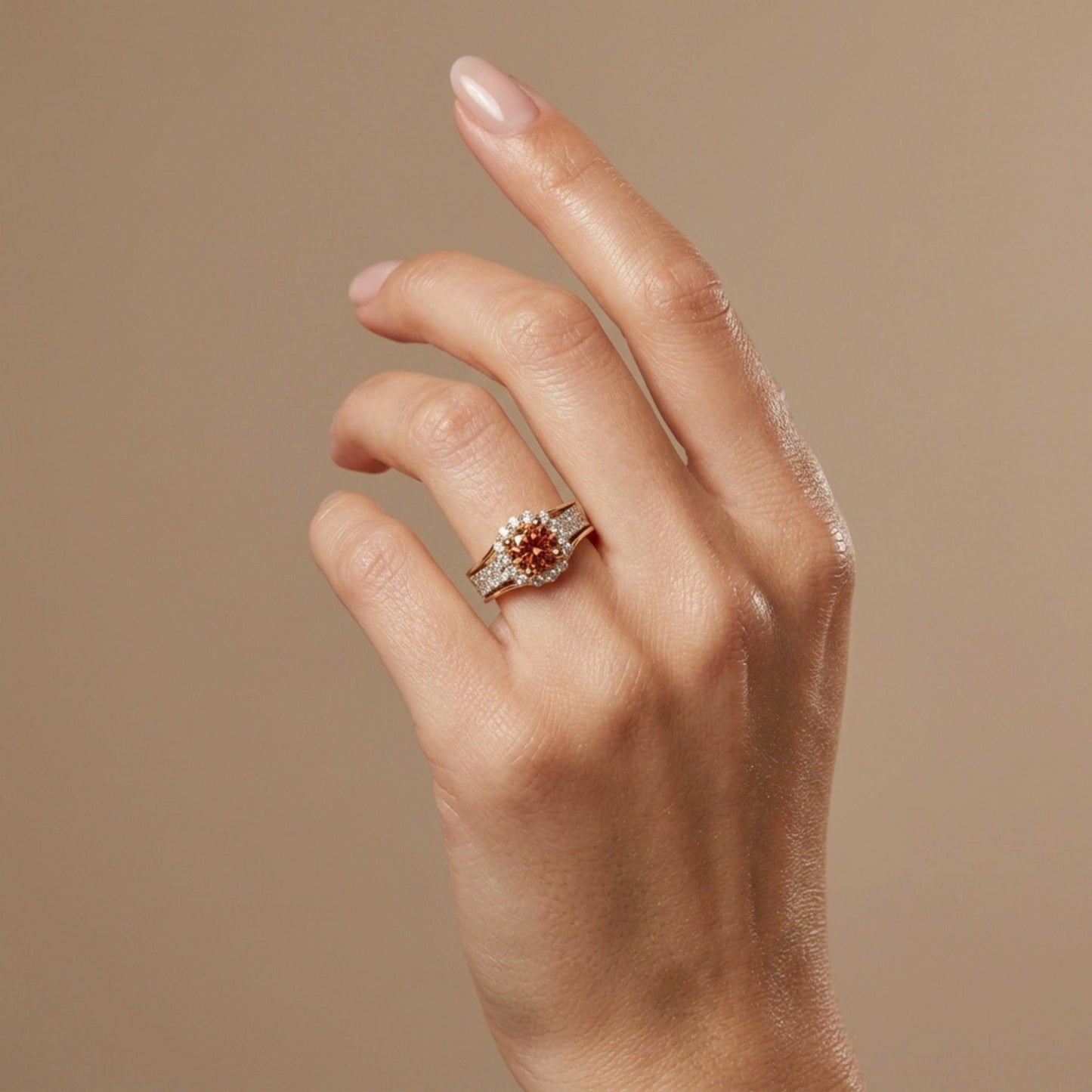 14K 1.52ct Round Private Collection Mandarin Garnet 0.95cttw VS White Diamonds Ring