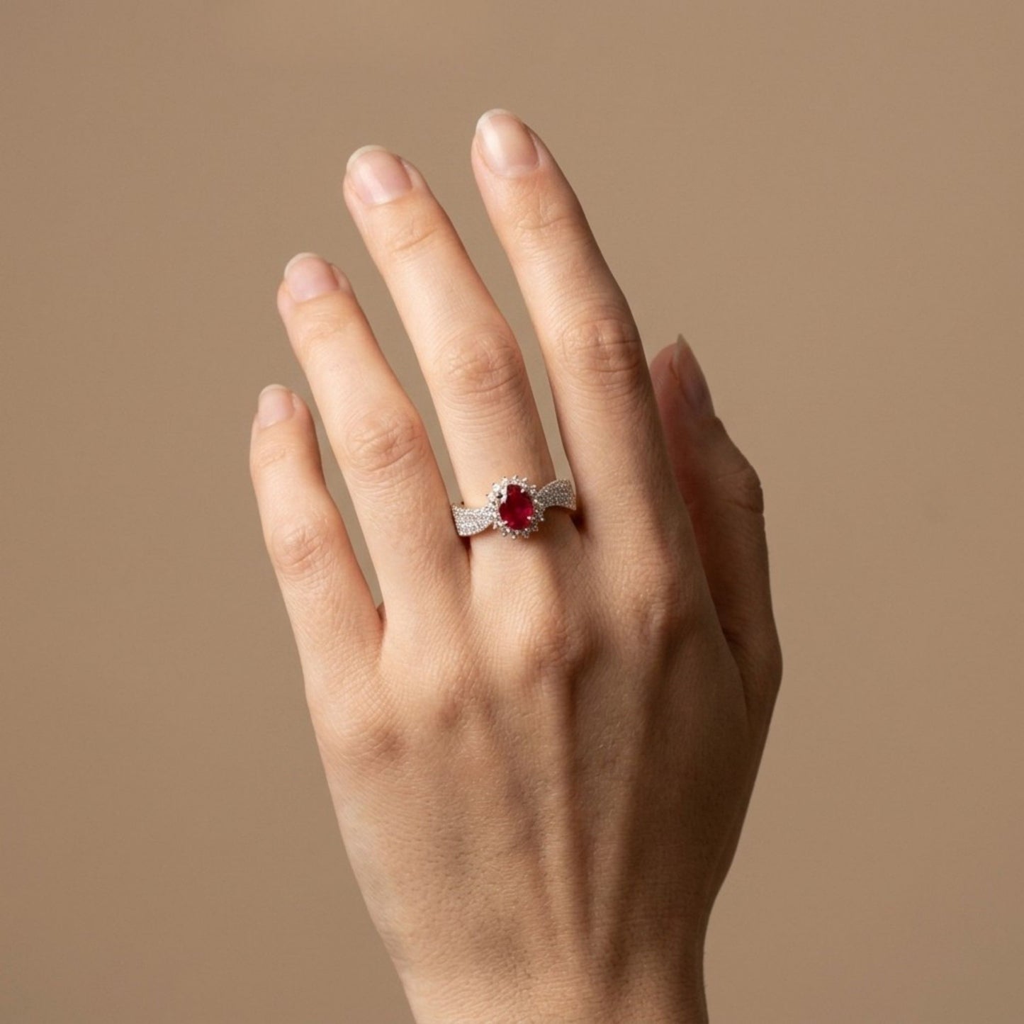 14K 1.00ct Oval Burma Ruby 0.74cttw VS White Diamonds Ring