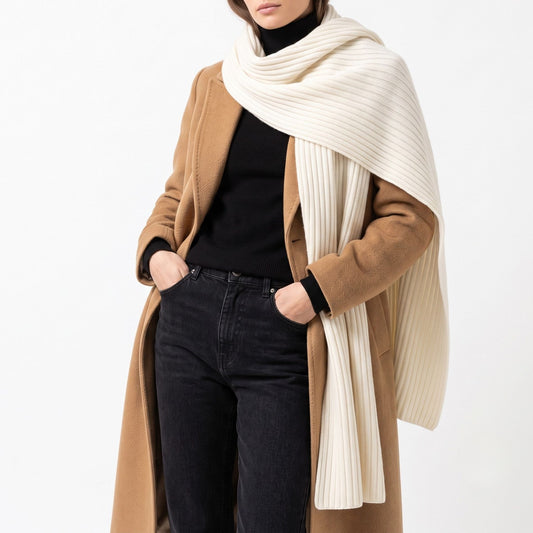 100% Cashmere Ribbed Scarf