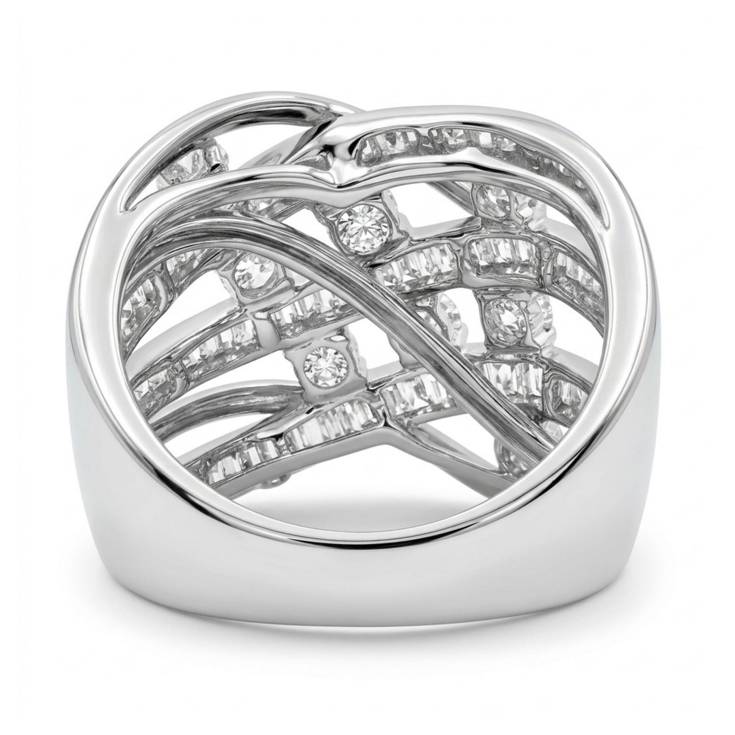 18K 1.65cttw Baguette & Round White Diamond Ring
