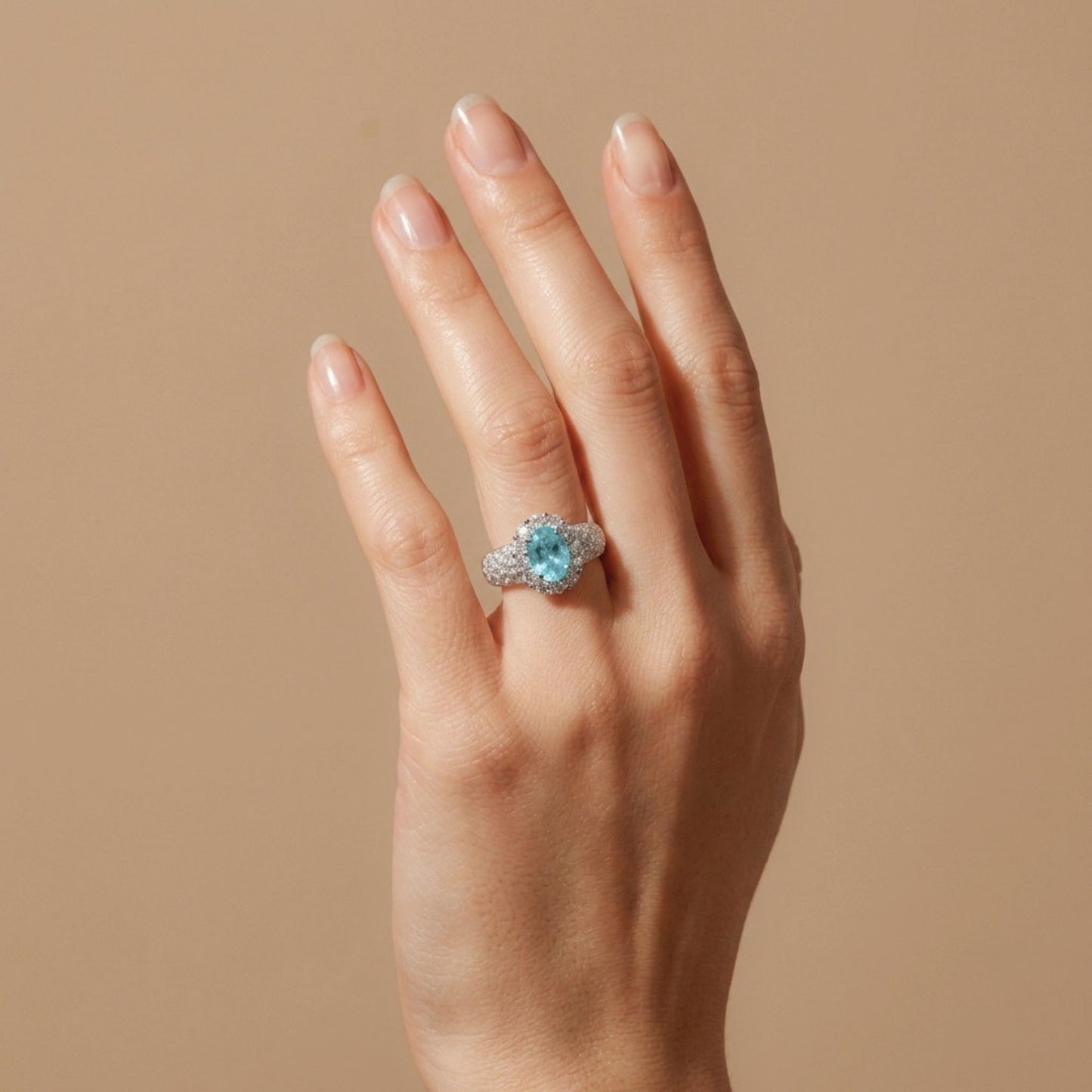 14K 1.13ct Oval Private Collection Paraiba 1.01cttw VS White Diamonds Ring