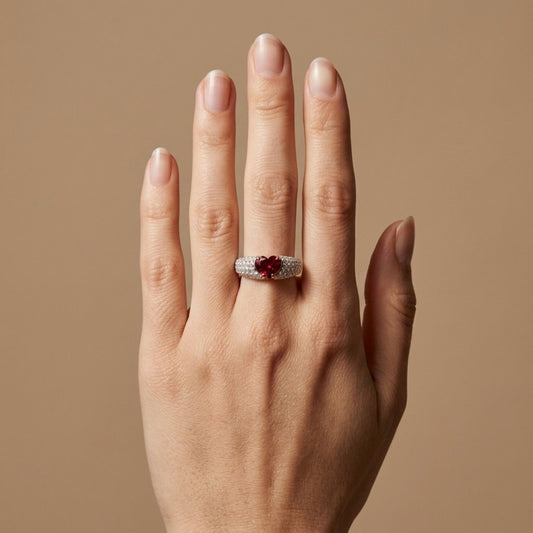 14K 1.17ct Heart Shape Private Collection Unheated Ruby 1.20cttw VS White Diamonds Ring