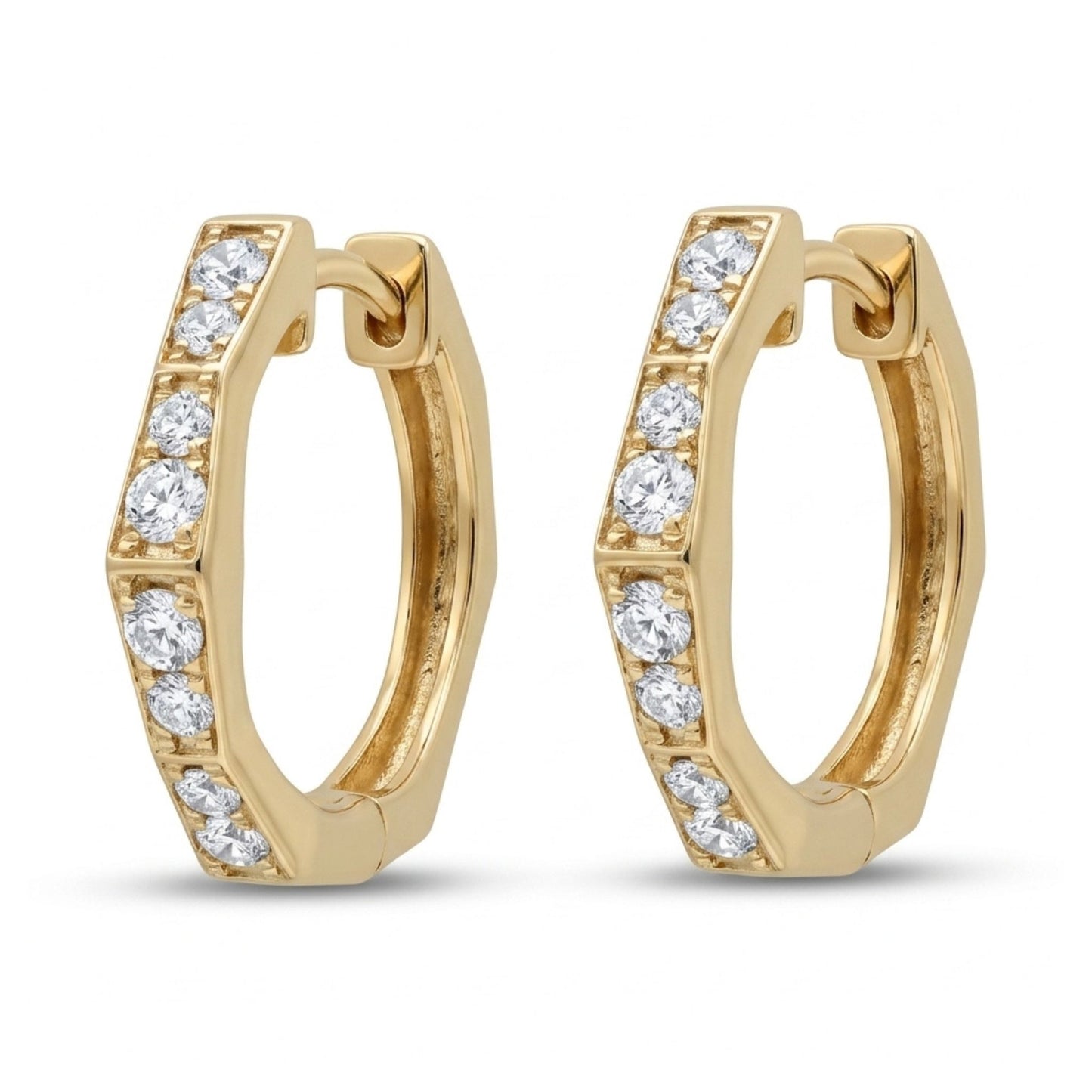 14K 0.34cttw Round White Diamond Hoop Earrings