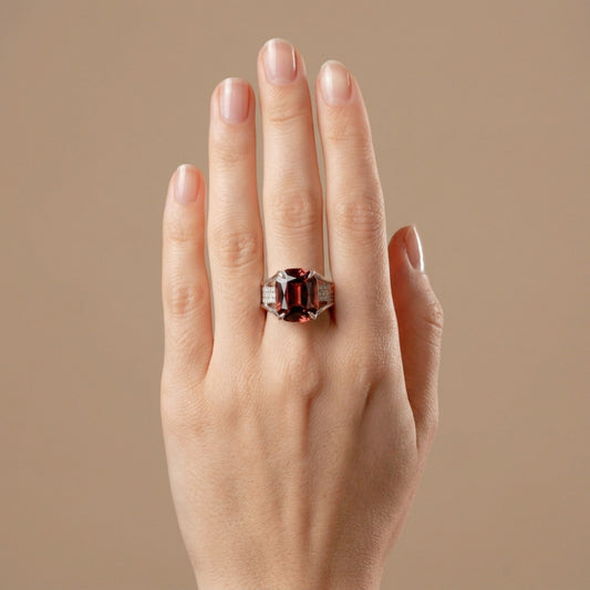 14K 13.54ct Cushion Private Collection Pink Zircon 0.76cttw VS White Diamonds Ring