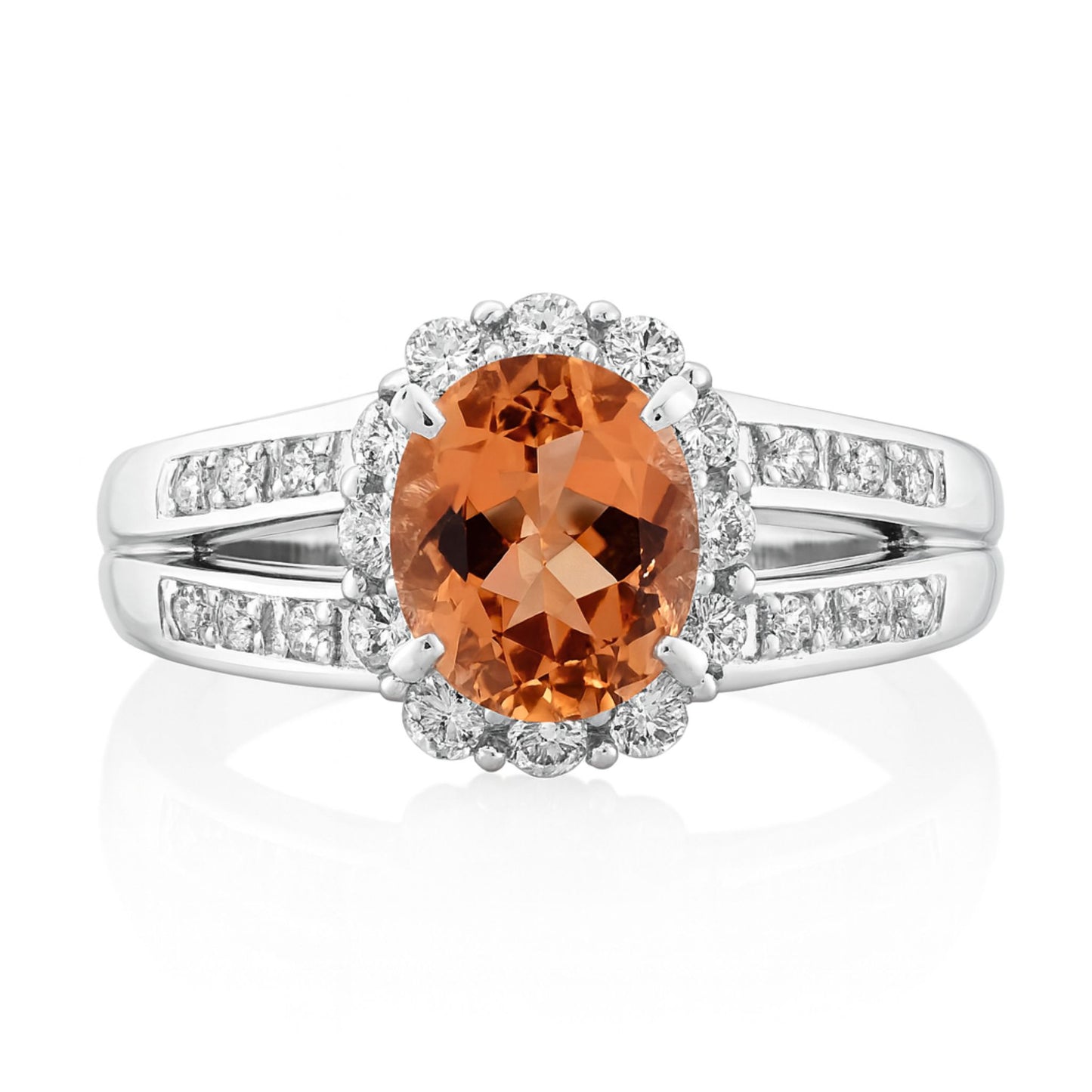 Platinum 1.86ct Oval Imperial Topaz 0.48cttw White Diamonds Ring